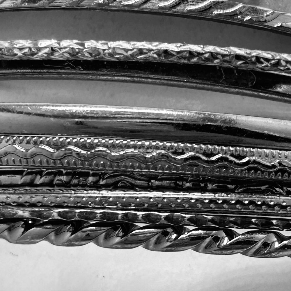 Silver Bangles Stack Of 24 Bracelets - image 3